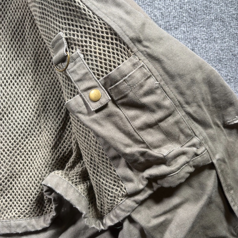 Orvis Field Jacket Men's Large Olive Green Leather Trim Elbow Patch Multi-Pocket - Picture 11 of 16